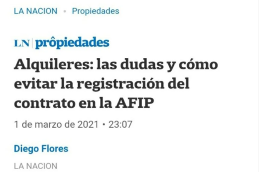 Indignante: La Nación publicó una nota explicando cómo se puede hacer para que los propietarios puedan evadir a la AFIP