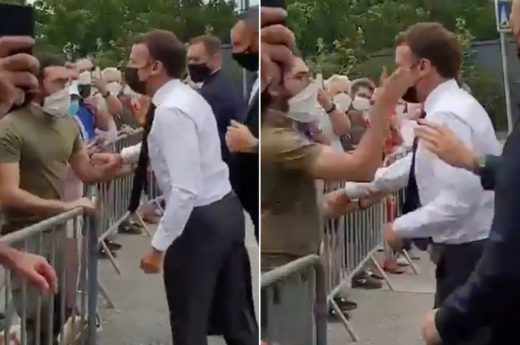 Insólito video: cachetazo a Macron durante su gira por el sur de Francia