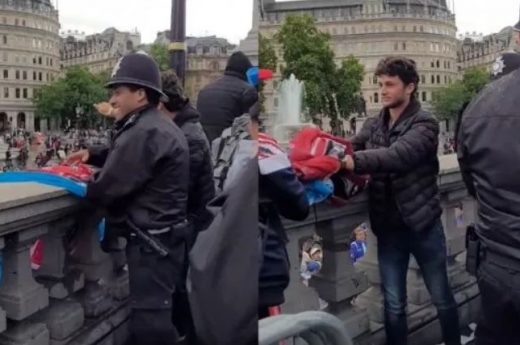 Banderazo en Londres: la Policía inglesa retiró banderas de los hinchas argentinos