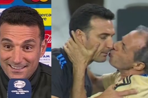 Scaloni habló sobre el el beso con el utilero de la Selección y todos se rieron